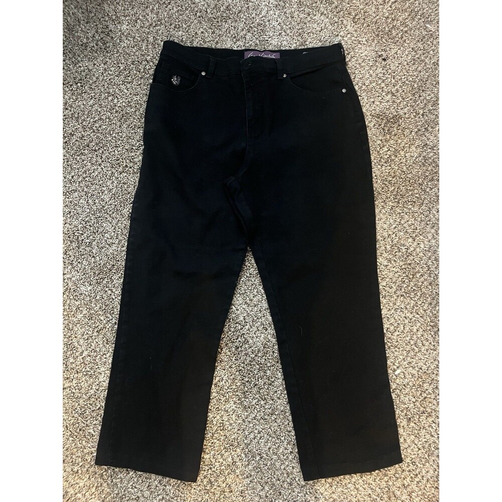 Gloria Vanderbilt Amanda Women's Jeans Size 12 Short Straight Leg Denim Black - Picture 2 of 7